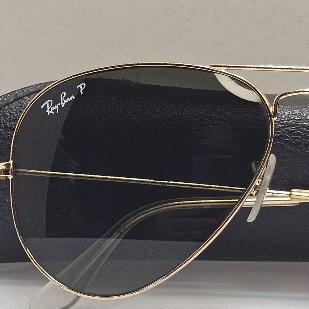 RAY-BAN RB 3025 001/58 Aviator Large Metal Gold Sunglasses Italy Polarized Lense